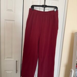 Women's Wide Leg Red High Waisted Casual Trousers Jogger Pant